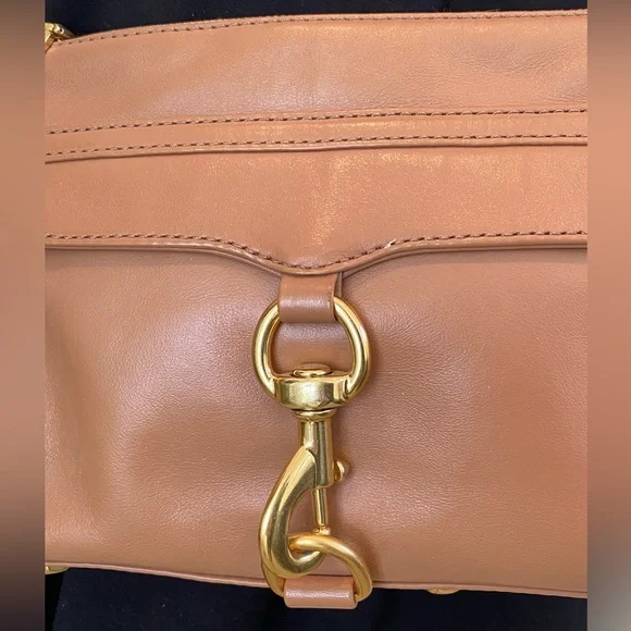 Rebecca Minkoff Mini MAC Desert Tan Leather Crossbody Bag with Gold Chain Strap - Picture 5 of 16